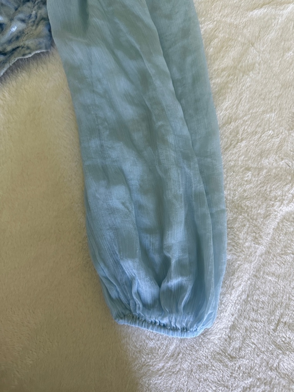 Urban Outfitters Light Blue Sheer Sleeve Corset Top - Picture 2 of 7